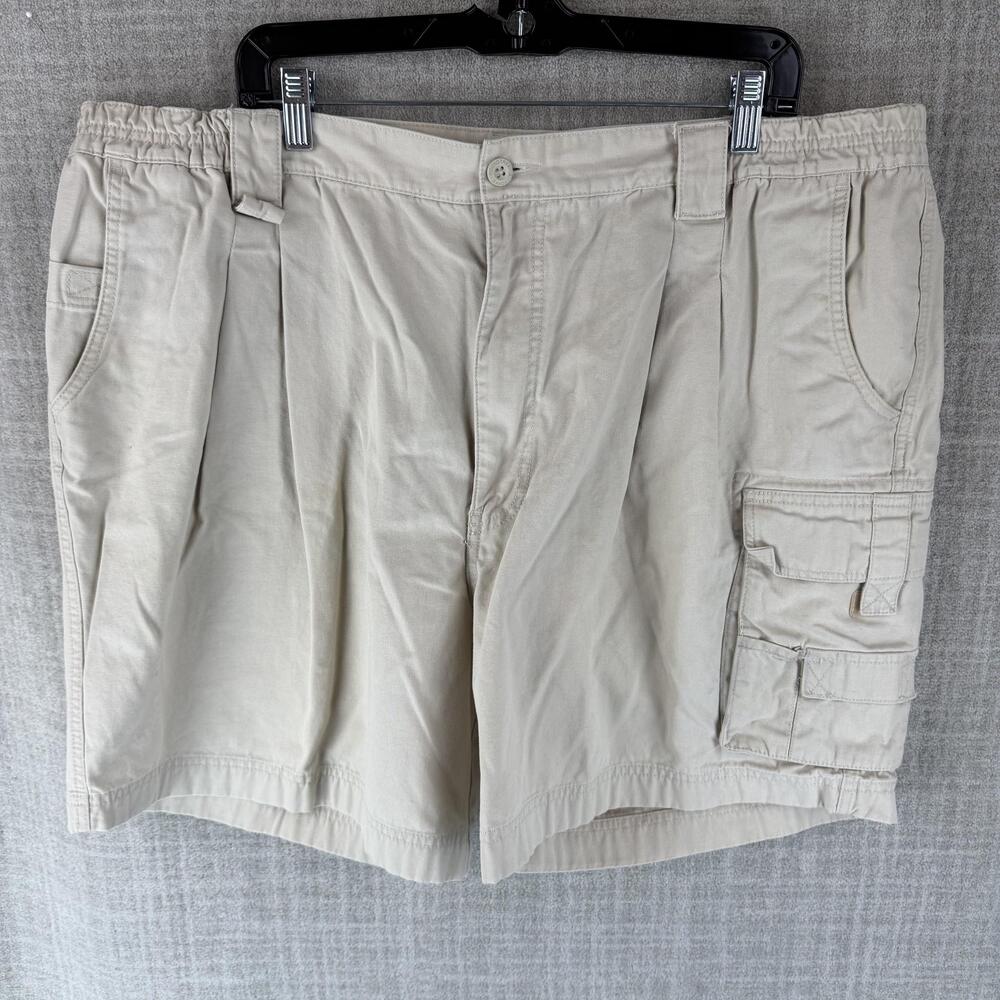 Roundtree & Yorke Shorts Mens 46 Beige Cargo Pleated Classic Pockets 11in